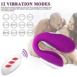 Couple Vibrator & G Spot Vibrator Remote Partner Vibrator Waterproof Rechargeable Dual Pleasure 12 Vibration Clitoris Nipple Vagina Orgasm Vibrator Sex Toy for Women Solo or Couples Fun (Purple)