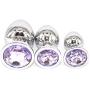 Eastern Delights 3 Pcs Jewelry Anal Plug Steel Metal Butt Plated Plug with Penis Condom (Light Purple)