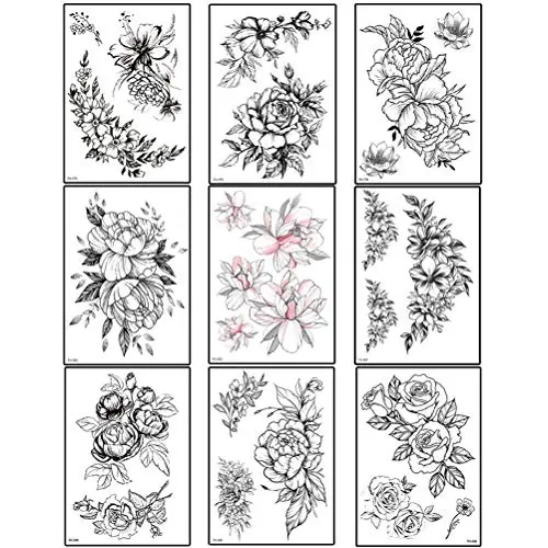 pengxiaomei 9 pcs Flowers Temporary Tattoos, Waterproof Sexy Temporary Tattoos Fake Body Art Arm Sketch Tattoo Stickers For Girls Shoulder Arm Leaf Tatoo Adults Beauty pengxiaomei 9 pcs Flowers Temporary Tattoos, Waterproof Sexy Temporary Tattoos Fake Body Art Arm Sketch Tattoo Stickers For Girls Shoulder Arm Leaf Tatoo Adults Beauty