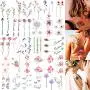 30 Sheets 3D Watercolor Lavender Flower Temporary Tattoos for Women Body Art Arm Fake Flora Adults Tattoo Sticker 30 Sheets 3D Watercolor Lavender Flower Temporary Tattoos for Women Body Art Arm Fake Flora Adults Tattoo Sticker