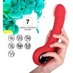 Vibrating Dildo G Spot Vibrator Silicone 7 Speeds Clitoris Vagina Stimulator Massager with LED Light of Seven Colors & Ring Handle Sex Toy Adult Toys Sex Things for Couples or Women Rechargeable