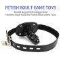 Yove Lockable Realistic Dildo Penis Mouth Gag with Lock Adjustable Bondage Leather Strap On BDSM Adult Sex Toy Black