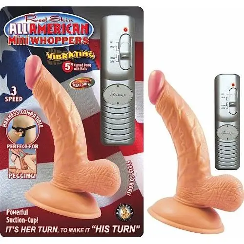 Real Skin All American Mini Whoppers Vibrating Dong with Balls (White)