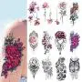 12 Pcs Temporary Tattoo Stickers, Waterproof Temporary Tattoo,Black Body Tattoo Stickers For Women,Men,Halloween,Party,Masquerade 12 Pcs Temporary Tattoo Stickers, Waterproof Temporary Tattoo,Black Body Tattoo Stickers For Women,Men,Halloween,Party,Masquerade