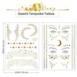 Halloween Face Temporary Tattoo Sticker Freckle Sticker Face Gold Glitter Metallic Water Transfer Tattoo for Professional Make up Dancer Costume