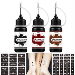 Charmark Jagua Gel Temporary Tattoo Kit for Women Men Kids Fake Tattoos Semi Permanent Tattoo Ink Summer Trend Art Painting DIY Fake Freckles 84 Pcs Tattoo Stencils - Full Kit 3 Colors