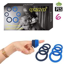 QXZGYD 6 Pcs Silicone Rings for Men Women Release Tie, Time Delay, Super Soft Premium Quality Silicone