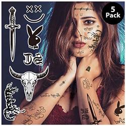 Tattoos Face Set, Includes Face Neck Hands Arm Tattoos, Temporary Tattoo Stickers for DIY Halloween Costume Accessories Parties