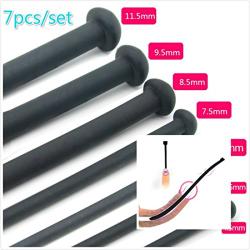 SENZHU Silicone Urethral Sounds Mushroom Head Black 35cm Super Long Chastity Urethral Dilators Urethral Sounds Penis Plug Stretching with Different Size (7Pcs)