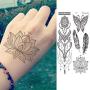 Temporary Tattoos Stickers, Ztent 9 Sheets Mandala Flower Body Art Stickers Waterproof Henna Black Art Tattoo Stickers For Adult Women Girls Body Art Arm
