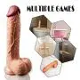 9 Inch Realistic Dildo Dual Density Liquid Silicone Cock with Strong Suction Cup,Oixgirl Lifelike Penis Sex Toy Flexible Female G Spot Masturbation Toy with Curved Shaft and Balls