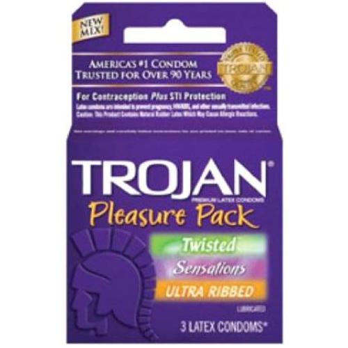 Trojan Pleasure Pack Condom, 3 Count (Pack of 6)