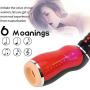 Male Masturbator Cup, Electric 5 Clamping+ 10 Vibrating with Various Girls Moans Stroker Masturbation Cup Rechargeable 3D Realistic Vagina Massage Vibrator Sex Toys for Men Blowjob (Red)