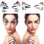 Lady Up 6 PCS Face Gems Stickers Rhinestones Crystals Rainbow Mermaid Face Jewels Glitters Temporary Tattoos Stickers for Festival Halloween Carnival Party