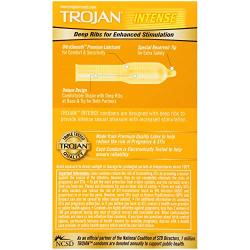 TROJAN Intense Ribbed Condoms, 12 Count