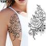 VANTATY 9 Sheets Charm Peony Rose Flower Temporary Tattoos for Women Body Art Blossoms Painting Washable Tattoo Stickers Fake Jewels Bracelet Design Forearm Tatoos for Adults Girls Wrist Arm