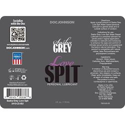 Doc Johnson Sasha Grey - Love Spit - Water-Based Lubricant - Looks and Feels Like Spit - Feels Like Natural Lubrication - 4 fl. oz. (118 ml)