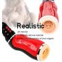 Male Masturbator Cup, Electric 5 Clamping+ 10 Vibrating with Various Girls Moans Stroker Masturbation Cup Rechargeable 3D Realistic Vagina Massage Vibrator Sex Toys for Men Blowjob (Red)