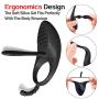 Vibrating Cock Ring with Tongue, Male Penis Ring & Waterproof and Rechargeable Clitoral Stimulator, Remote Control Sex Toy for Couple Play