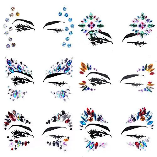 Lady Up 6 PCS Face Gems Stickers Rhinestones Crystals Rainbow Mermaid Face Jewels Glitters Temporary Tattoos Stickers for Festival Halloween Carnival Party Lady Up 6 PCS Face Gems Stickers Rhinestones Crystals Rainbow Mermaid Face Jewels Glitters Temporary Tattoos Stickers for Festival Halloween Carnival Party