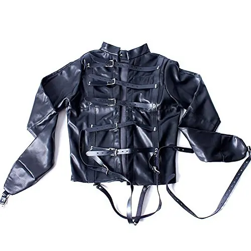 Sexy Leather Bondage Jacket Restraint Suit - Forced Binding Clothing Restriction Neck Sleeves Finger Binding Leather Body Harness Lockable Adjustable Adult Sex Toys Fetish Costume Sexy Leather Bondage Jacket Restraint Suit - Forced Binding Clothing Restriction Neck Sleeves Finger Binding Leather Body Harness Lockable Adjustable Adult Sex Toys Fetish Costume