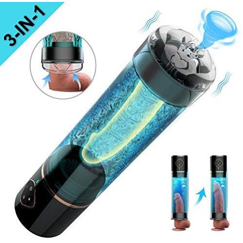 WeDol Male Masturbator Automatic Penis Water Vacuum Pump with Masturbation Sleeve and 5 Suction Power for Mens Sexual Enhancement 3 in 1 Rechargeable Penis Enlargement with Pump Stroker Sex Toys