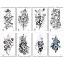 Lekkas Women Temporary Tattoos Sexy Blossom Fake Tattoos for Girls Waterproof Body Art stickers Black Removal Flowers Tatuajes Pack of 8 Sheets Lekkas Women Temporary Tattoos Sexy Blossom Fake Tattoos for Girls Waterproof Body Art stickers Black Removal Flowers Tatuajes Pack of 8 Sheets