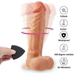 Realistic Dildos Vibrators, Proxoxo Lifelike 360°Rotation Penis, Rechargeable Waterproof Adult Toys with 20-Frequency 32ft Remote Control, Silicone Vibrating Dildo for Sex Vaginal G-spot Anal Play …