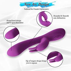 ASCL New Upgrade Medical Grade Liquid Silicone Rabbit Wand Massager, Waterproof, USB Rechargeable and Whisper Quite Adult Toys with 10 Frequency, Real Relaxation for Woman Men and Couples (Purple)