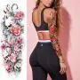 Leoars Halloween Temporary Tattoos, 4-Sheet Rose Flower Full Arm Sleeve Tattoos and 4-Sheet Fake Skull Rose Half Arm Tattoos Stickers for Men Women Girls Makeup Leoars Halloween Temporary Tattoos, 4-Sheet Rose Flower Full Arm Sleeve Tattoos and 4-Sheet Fake Skull Rose Half Arm Tattoos Stickers for Men Women Girls Makeup
