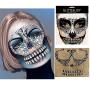 Day Of The Dead 4 Pcs Sugar Skull Face Temporary Tattoo Sticker,Halloween Face Gem Jewel Sticker