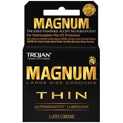 Trojan Magnum Thin Lubricated Condoms, 3 Count