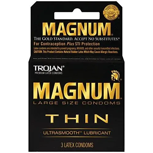 Trojan Magnum Thin Lubricated Condoms, 3 Count