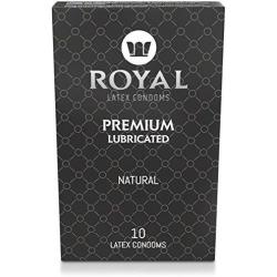 Royal Ultra Thin Condoms - Premium Lubricated, All Natural, Organic, Nitrosamine Free, BPA Free, Vegan, Gluten Free, Non-Toxic, Cruelty Free, Odor Free Latex, 10 Pack