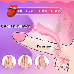 Clitoral Vibrator,Feelingirl 2 in 1 Tongue Vibrator and Vibrating Penis Ring with 10 Powerful Vibration Frequencies.USB Rechargeable Nipple Clitoris Stimulator Adult Oral Sex Toys for Couples and Wome