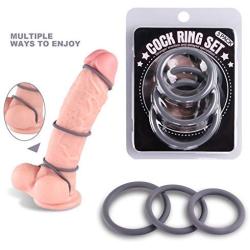 Silicone Cock Ring Penis Ring for Men Stronger Erections, Super Soft Dick Loops Set for Couples Lover Extra Stimulation Sex Toy Sexual Gift (3 in 1 - Grey)