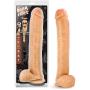 14" Extra Long Thick Realistic Dildo - Monster Cock and Balls Dong - Suction Cup Harness Cup - Sex Toy for Women - Sex Toy for Adults (Beige)