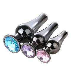 Updated Fetish Butt Anal Sex Toys, Bestimulus 3Pcs Stainless Steel Anal Butt Plugs Personal Massager for Sex Games (3 Colors)