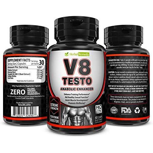 V8 Testo Muscle Builder Supplements – Natural Testosterone Booster, Athletes Energy, Bodybuilding Strength – High Potency Enhancement, Ultimate Recovery Amplifier, Stamina Fuel & Male Enhancer