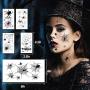 Halloween Spider Temporary Tattoos Face Sticker for Women, Halloween Fake Spiders Temps Stickers Makeup for Kids/Adults, Spider Face Tattoo for Witch Costume Temporary Tattoo Decal Props