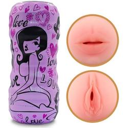 SHEQU Male Masturbation Cup - Virgin Pussy and Oral 2-in-1 Masturbator Silicone Adult Sex Toy for Oral Sex and Vaginal Sex (Miyas Pussy and Oral)