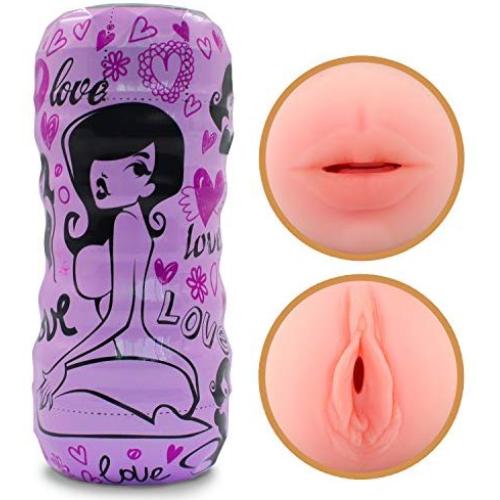 SHEQU Male Masturbation Cup - Virgin Pussy and Oral 2-in-1 Masturbator Silicone Adult Sex Toy for Oral Sex and Vaginal Sex (Miyas Pussy and Oral)