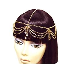 Gold Tone Womens Rhinestone Accent Draped Head Chain Jewelry IHC1030G