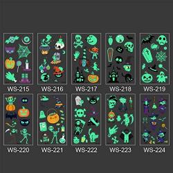 Halloween Temporary Tattoos for kids, Glow in the Dark Halloween Tattoos for Boys Girls, 10 Sheets 100Pcs Waterproof Tattoos Stickers, Pumpkin/Skull/Ghost/Monster Tattoos Stickers for Kids Children Party Favors