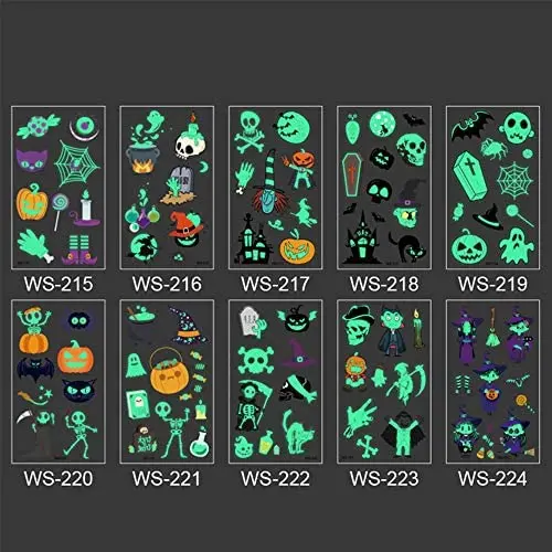 Halloween Temporary Tattoos for kids, Glow in the Dark Halloween Tattoos for Boys Girls, 10 Sheets 100Pcs Waterproof Tattoos Stickers, Pumpkin/Skull/Ghost/Monster Tattoos Stickers for Kids Children Party Favors Halloween Temporary Tattoos for kids, Glow in the Dark Halloween Tattoos for Boys Girls, 10 Sheets 100Pcs Waterproof Tattoos Stickers, Pumpkin/Skull/Ghost/Monster Tattoos Stickers for Kids Children Party Favors