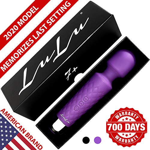 LuLu 7+ Premium Upgraded with Memory Personal Wand Massager - 5 Intense Speeds 20 Patterns - Cordless, Therapeutic Powerful and Hand held, Rechargeable for Stress Relief