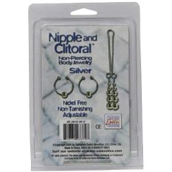 California Exotics Nipple and Clitoral Non-Piercing Body Jewelry, Silver