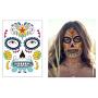 Day of the Dead Sugar Skull Temporary Face Tattoo Kit 4 Sheets Halloween Temporary Face Tattoos Sticker Decoration Halloween Masquerade Party Supplies