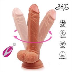 Vibrating Realistic Dildo with 360° Rotation - Adorime 8.3 inch 10 Powerful Vibrations Rechargeable Waterproof Silicone Penis for Women with Suction Cup & Remote Control, Adult Sex Toys for Couples