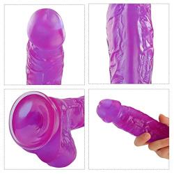 Aixidd Realistic Ultra-Soft Male Rod Waterproof Toys for Women Beginners with Flared Suction Cup Base for Female Hands-Free Pleasure (Color : Purple)